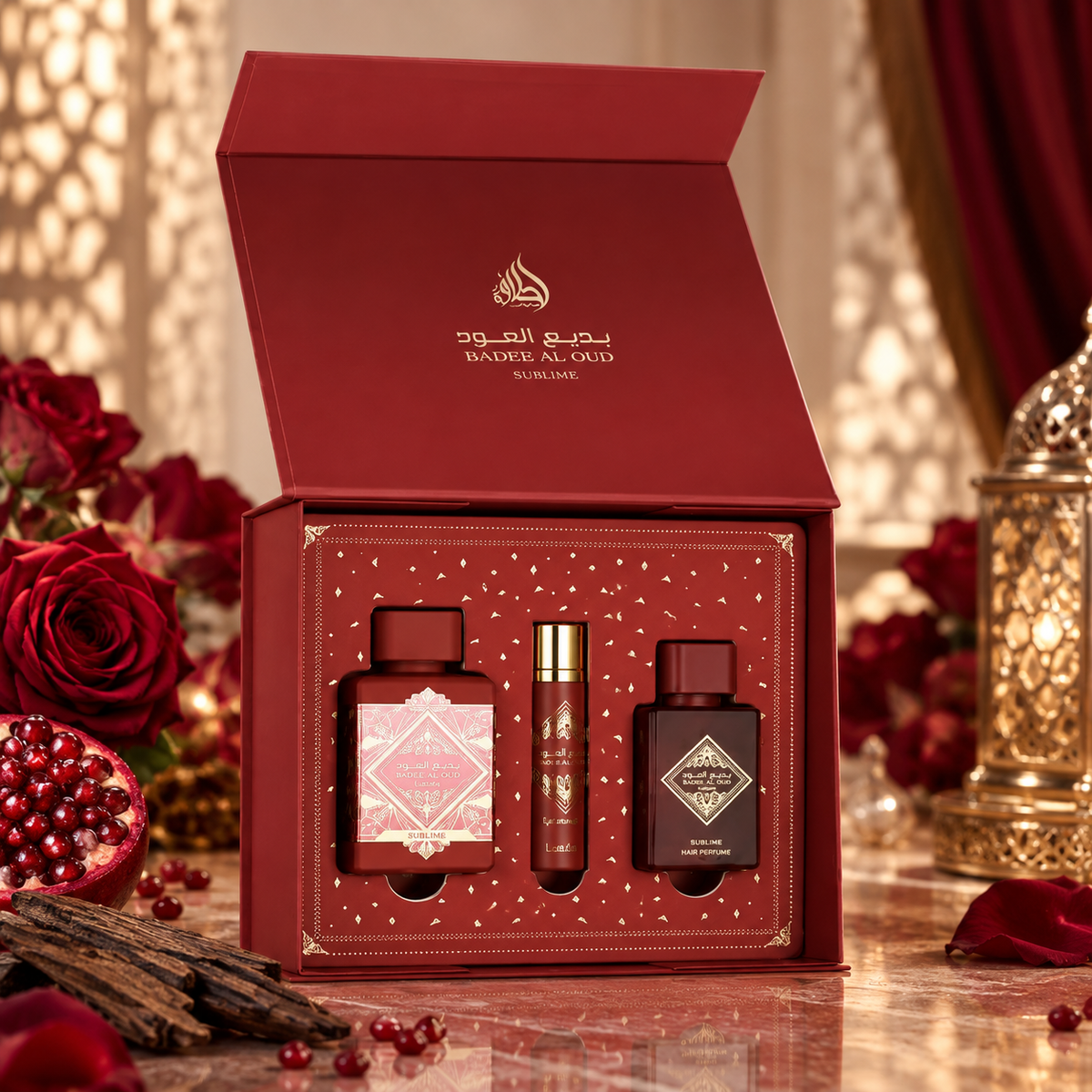 Lattafa Badee Al Oud Sublime Gift Set – 100ml + 12ml + 50ml – Unisex