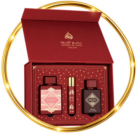 Lattafa Badee Al Oud Sublime Gift Set – 100ml + 12ml + 50ml – Unisex